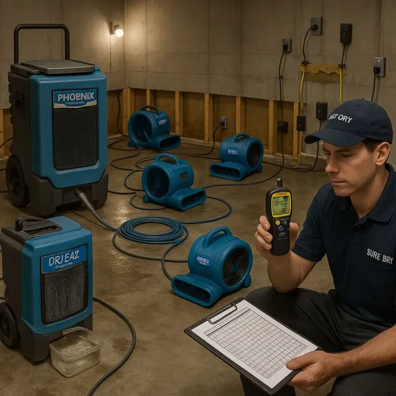 Structural Drying and Dehumidification process in Austin, IN